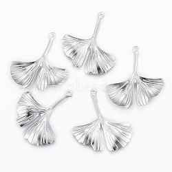 304 Stainless Steel Pendants, Ginkgo, Stainless Steel Color, 29x25x2mm, Hole: 1mm(X-STAS-P175-57P)