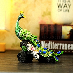 Creative Peacock Resin Statue Decoration, for Office Home Crafts Ornament, Lime Green, 140x130mm(DJEW-PW0012-062)