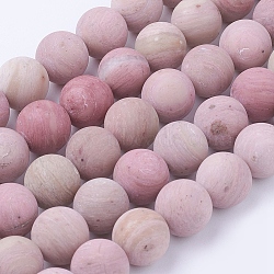 Frosted Natural Rhodonite Round Bead Strands, 10~10.5mm, Hole: 1mm, about 38pcs/strand, 15.3 inch(39cm)(G-G735-09F-10mm)