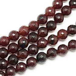 Natural White Jade Bead Strands, Dyed, Faceted, Round, Saddle Brown, 6mm, Hole: 1mm, about 60pcs/strand, 14.06~14.45 inch(35.7~36.7cm)(G-R346-6mm-19)