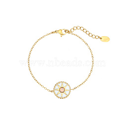 Stylish Stainless Steel Gold-Plated Cat Eye Necklace and Bracelet, Flat Round with Star Link Jewelry for Women(UJ8969-3)