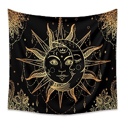 Polyester Bohemian Mmon Sun Wall Hanging Tapestry, for Bedroom Living Room Decoration, Rectangle, Black, 1000x1500mm(PW23040442665)