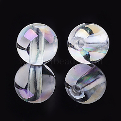 Transparent Acrylic Beads, AB Color, Round, Clear AB, 13.5~14mm, Hole: 2.5mm, about 340pcs/500g(MACR-S361-01-14mm)