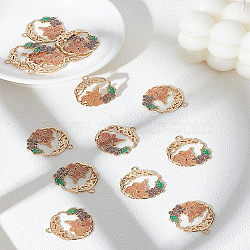 14Pcs Alloy Enamel Pendants, Flat Round with Squirrel Charms, Golden, Cadmium Free & Nickel Free & Lead Free, Peru, 28.5x26x1.5mm, Hole: 2mm(ENAM-LP0002-57)