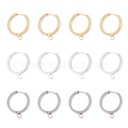 DICOSMETIC 12Pcs 3 Colors 201 Stainless Steel Huggie Hoop Earrings Findings, with Vertical Loop, with 316 Surgical Stainless Steel Earring Pins, Ring, Mixed Color, 20x3mm, Hole: 2.7mm, Pin: 1mm, 4pcs/color(FIND-DC0005-89)