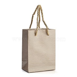 Paper Bags, with Handles, Gift Bags, Shopping Bags, Rectangle, Tan, 15x11x0.5cm, Unfold: 15x11x5.8cm(ABAG-A009-01)