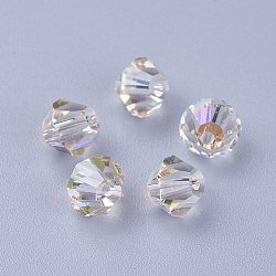 K9 Glass Beads, Faceted, Bicone, Paradise Shine, 6x6mm, Hole: 1mm(RGLA-F063-D-001PS)