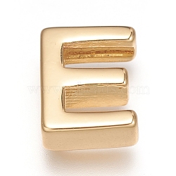 Brass Charms, Long-Lasting Plated, Real 18K Gold Plated, Letter.E, E: 8.5x7x3mm, Hole: 1.6mm(X-ZIRC-I037-01E-G)