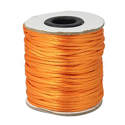 Nylon Cord, Satin Rattail Cord, for Beading Jewelry Making, Chinese Knotting, Dark Orange, 2mm, about 50yards/roll(150 feet/roll)(NWIR-A003-13)