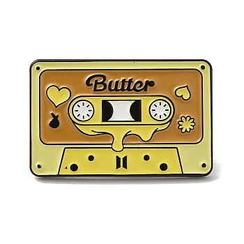 Word Butter Radio Alloy Enamel Pin Brooch, for Backpack Clothes, Yellow, 19.5x30.5x1.5mm