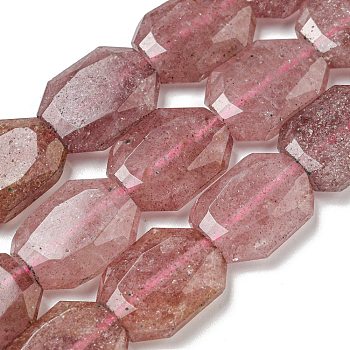 Natural Strawberry Quartz Beads Strands, Hexagon, Faceted, 12x17x5mm, Hole: 1mm, about 24pcs/strand, 15.55''(39.5cm)