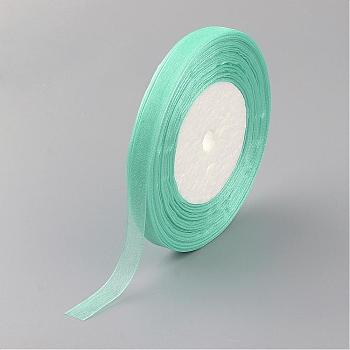 Sheer Organza Ribbon, Wide Ribbon for Wedding Decorative, Medium Aquamarine, 1 inch(25mm), 250Yards(228.6m)