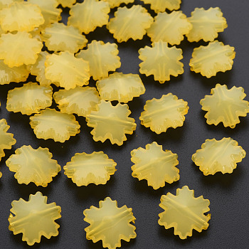 Imitation Jelly Acrylic Beads, Faceted, Snowflake, Yellow, 15x14x6mm, Hole: 1.6mm, about 970pcs/500g