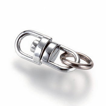 Alloy Double Ended Swivel Eye Hook, Swivel Connectors Clasp, with Iron Jump Rings, Platinum, 19x8.5x5.5mm, Hole: 4.5x5.5mm