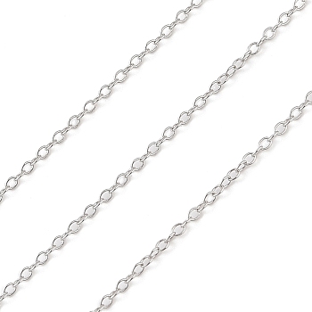 Rhodium Plated 925 Sterling Silver Cable Chains, Soldered, Platinum, 1.5x1.2x0.2mm