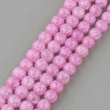 Synthetic Crackle Quartz Beads Strands, Round, Dyed, Violet, 6mm, Hole: 1mm, about 66pcs/strand, 15.7 inch