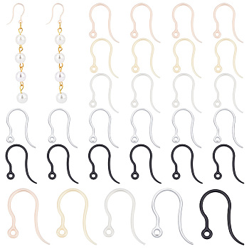 Elite 150Pcs 5 Colors Resin Earring Hooks, with Horizontal Loops, Mixed Color, 16.5~17mm, Hole: 1.2mm, 20 Gauge, Pin: 0.8mm, 30Pcs/color