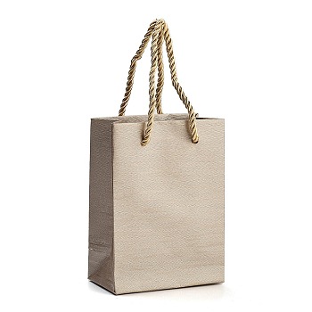 Paper Bags, with Handles, Gift Bags, Shopping Bags, Rectangle, Tan, 15x11x0.5cm, Unfold: 15x11x5.8cm