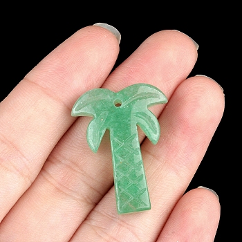 Natural Green Aventurine Pendants, Coconut Tree, 28x18~22mm