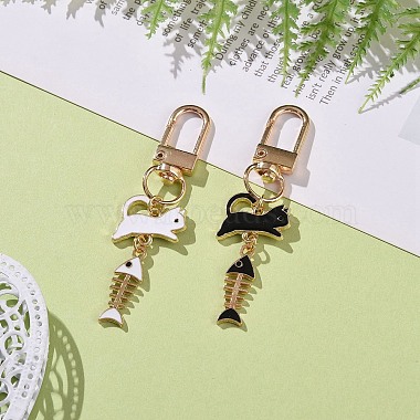猫と魚の骨合金エナメルチャームペンダント装飾(KEYC-JKC00430)-2