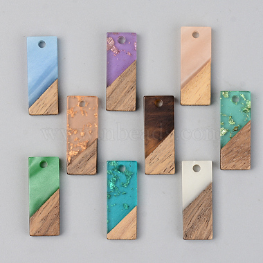 Mixed Color Rectangle Resin+Wood Pendants