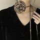Leopard Print Pattern Fabric Rose Tie Choker Necklaces for Women(NJEW-Z022-01H)-1
