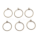 Brass Wine Glass Charm Rings, Hoop Earrings Findings, Nickel Free, Antique Bronze, 20x0.8mm, 20 Gauge(EC067-2AB-NF)