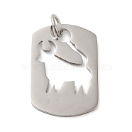 Hollow 304 Stainless Steel Pendants, with Jump Ring, Stainless Steel Color, Rectangle Charm, Sheep, 31.5x21.5x1.4mm, Hole: 5.5mm(STAS-C086-04C-P)