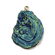 Opaque Resin Pendants, Textured Nuggets Charms with Golden Plated Iron Loops, Colorful, 39.5x29x8mm, Hole: 2mm(CRES-D020-01A)