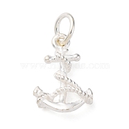 925 Sterling Silver Anchor Charms, with Jump Rings & 925 Stamp, Silver, 13x9.5x3mm, Hole: 3mm(STER-G045-02S)