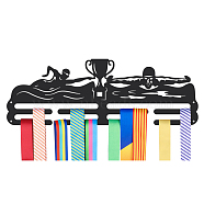 Sports Theme Iron Medal Hanger Holder Display Wall Rack, with Screws, Swimming Pattern, 150x400mm(ODIS-WH0021-633)