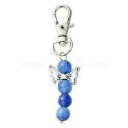 Angel Glass Pendant Decorations, with Alloy Swivel Clasps, Medium Blue, 67mm(HJEW-YW00009-04)