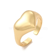 Rack Plating Brass Heart Open Cuff Rings for Women, Long-Lasting Plated, Cadmium Free & Lead Free, Real 18K Gold Plated, US Size 8, Inner Diameter: 18.1mm, 3~12.5mm(RJEW-C050-03G)