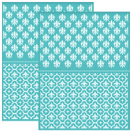 Self-Adhesive Silk Screen Printing Stencil, for Painting on Wood, DIY Decoration T-Shirt Fabric, Turquoise, Floral, 280x220mm(DIY-WH0338-252)