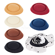 6Pcs 6 Colors EVA Cloth Teardrop Fascinator Hat Base for Millinery, Mixed Color, 160x135x40mm, 1pc/color(AJEW-FG0003-20)