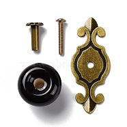 Round-shaped Porcelain Cabinet Door Knobs, Kitchen Drawer Pulls Cabinet Handles, with Screw & Zinc Alloy Finding, Black, 73x29.5x2mm(FIND-Z004-18A)