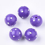 Acrylic Beads, Round with Spot, Blue Violet, 16x15mm, Hole: 2.5mm(SACR-T345-02C-06)