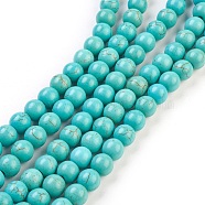Synthetic Turquoise Beads Strands, Dyed, Round, Light Sea Green, 4mm, Hole: 1mm, about 110pcs/strand, 15.6 inch(TURQ-G106-4mm-02D)