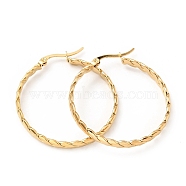 303 Stainless Steel Twist Rope Hoop Earrings with 316 Stainless Steel Pins for Women, Golden, 37.5x4mm, Pin: 0.7mm(EJEW-F285-36G)