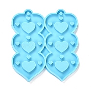 Valentine's Day Theme DIY Pendant Silicone Molds, for Earring Makings, Resin Casting Molds, For UV Resin, Epoxy Resin Jewelry Making, Heart, Deep Sky Blue, 70x65x4mm, Hole: 3mm(DIY-C009-02C)