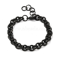 Ion Plating(IP) 304 Stainless Steel Rolo Chain Bracelets, with Lobster Claw Clasps, Electrophoresis Black, 7 inch(17.7cm), 8.5mm(BJEW-F433-01B)