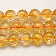 Grade A Natural Citrine Beads Strands, Round, 6mm, Hole: 1mm about 60~65pcs/strand, 15.5 inch(G-G448-6mm-15)