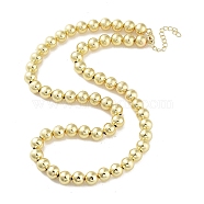Brass Beaded Necklaces, Long-Lasting Plated, Cadmium Free & Lead Free, Real 18K Gold Plated, 17.72 inch(450mm), Beads: 8mm(NJEW-L170-08B-G)
