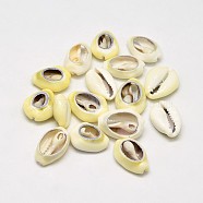Natural Yellow Shell Oval Beads, No Hole, Champagne Yellow, 17~20x12~14mm, about 320pcs/500g(BSHE-O007-64)