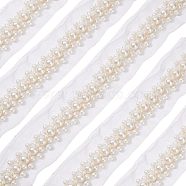 Fabric with Plastic Beads Ribbon, Flat, WhiteSmoke, 1-3/4 inch(46mm), 1.7~2 yards/bag(OCOR-FG0001-29)