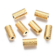 316 Surgical Stainless Steel Beads, Column, Real 14K Gold Plated, 12x6mm, Hole: 1.8mm(STAS-N097-063LG)