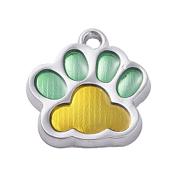 Alloy Enamel Pendants, Two Tone, Dog Paw Prints, Platinum, Gold, 17.7x16.6x2mm, Hole: 2mm(ENAM-TAC0001-06B)