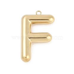 304 Stainless Steel Pendants, Ion Plating(IP), Letter Charm, Letter F, 38.5x23.5x6mm, hole: 2.3mm(STAS-I325-146G-F)