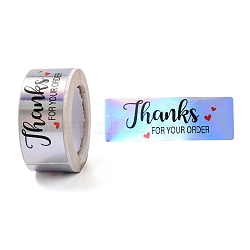 Hot Stamping Self-Adhesive Paper Gift Tag Youstickers, Rectangle with Word Thank You FOR YOU ORDER, for Party Presents Decorative, Colorful, 2.9x6x0.01cm(DIY-A023-02F)