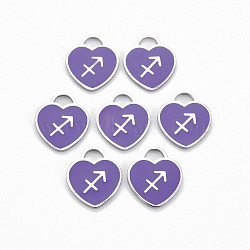 304 Stainless Steel Pendants, with Enamel, Heart with 12 Constellations, Sagittarius, 16.5x14.5x1.5mm, Hole: 3x3.5mm(STAS-S117-025D)